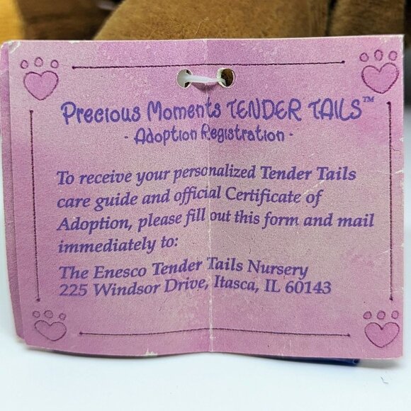 Vtg Precious Moments Tender Tails Plush Reindeer With Tag By Enesco Christmas - Picture 3 of 4